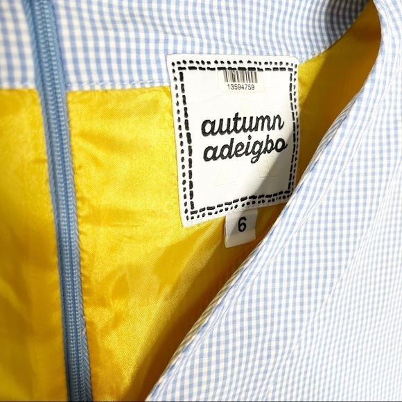 Autumn Adiegbo Blue Plaid Pineapple Fit & Flare Dress Size 6 - Picture 6 of 15